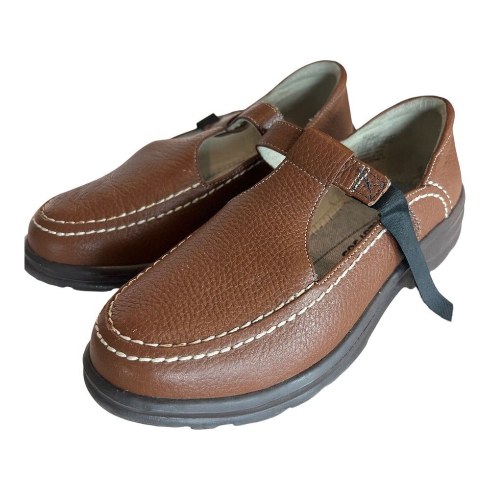 Dr. Comfort Women's Loafer Shoes Brown Leather Hook &‎ Loop Walking 8.5EE